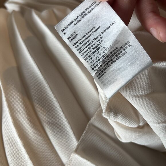 H&M Women’s Pleated Midi Skirt Beige Semi Sheer Size XS Preppy Capsule Neutrals - Picture 11 of 14